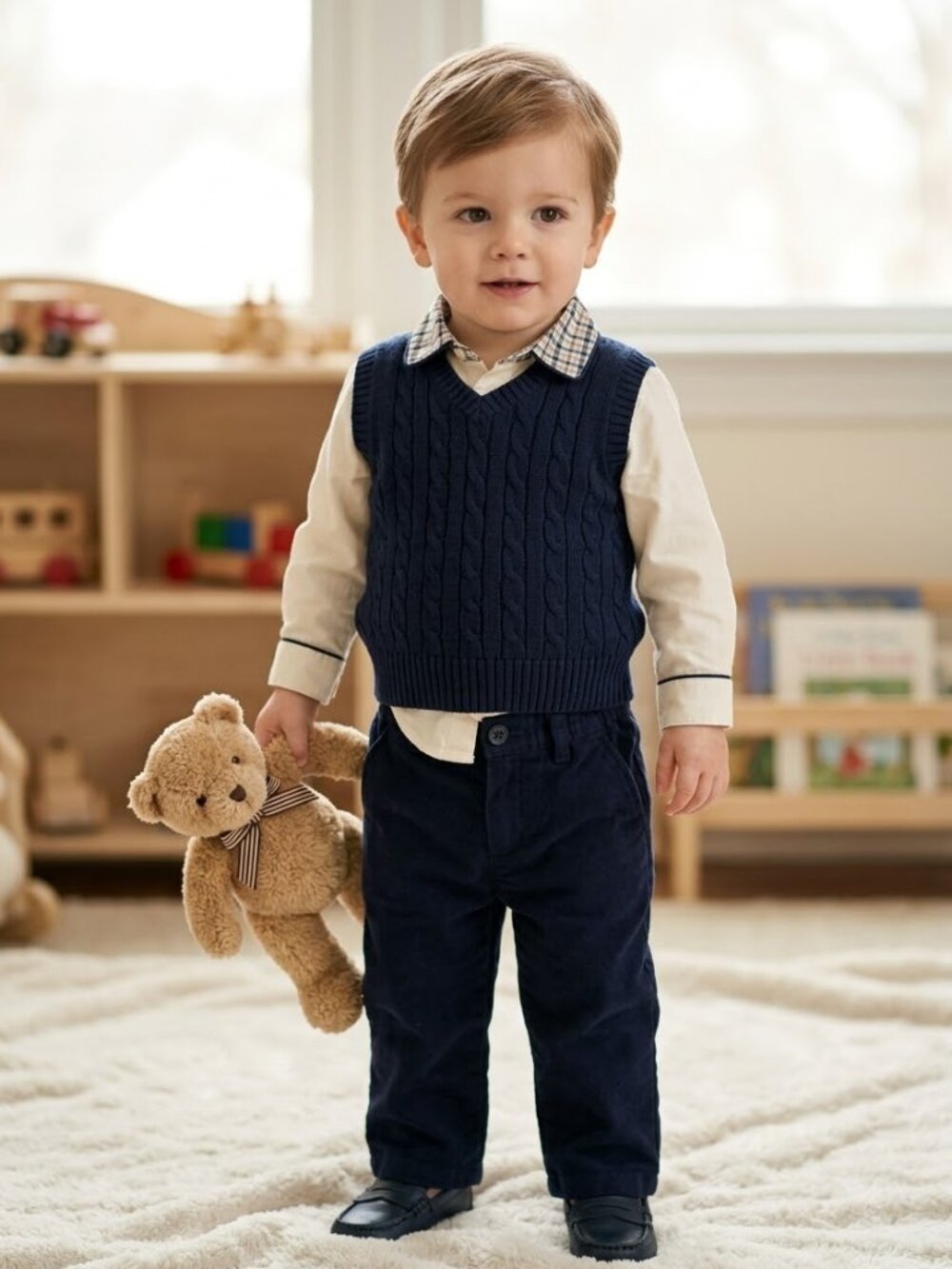Janie and Jack Infant Boy's 12-18 Months Navy Blue Moleskin Formal Pants